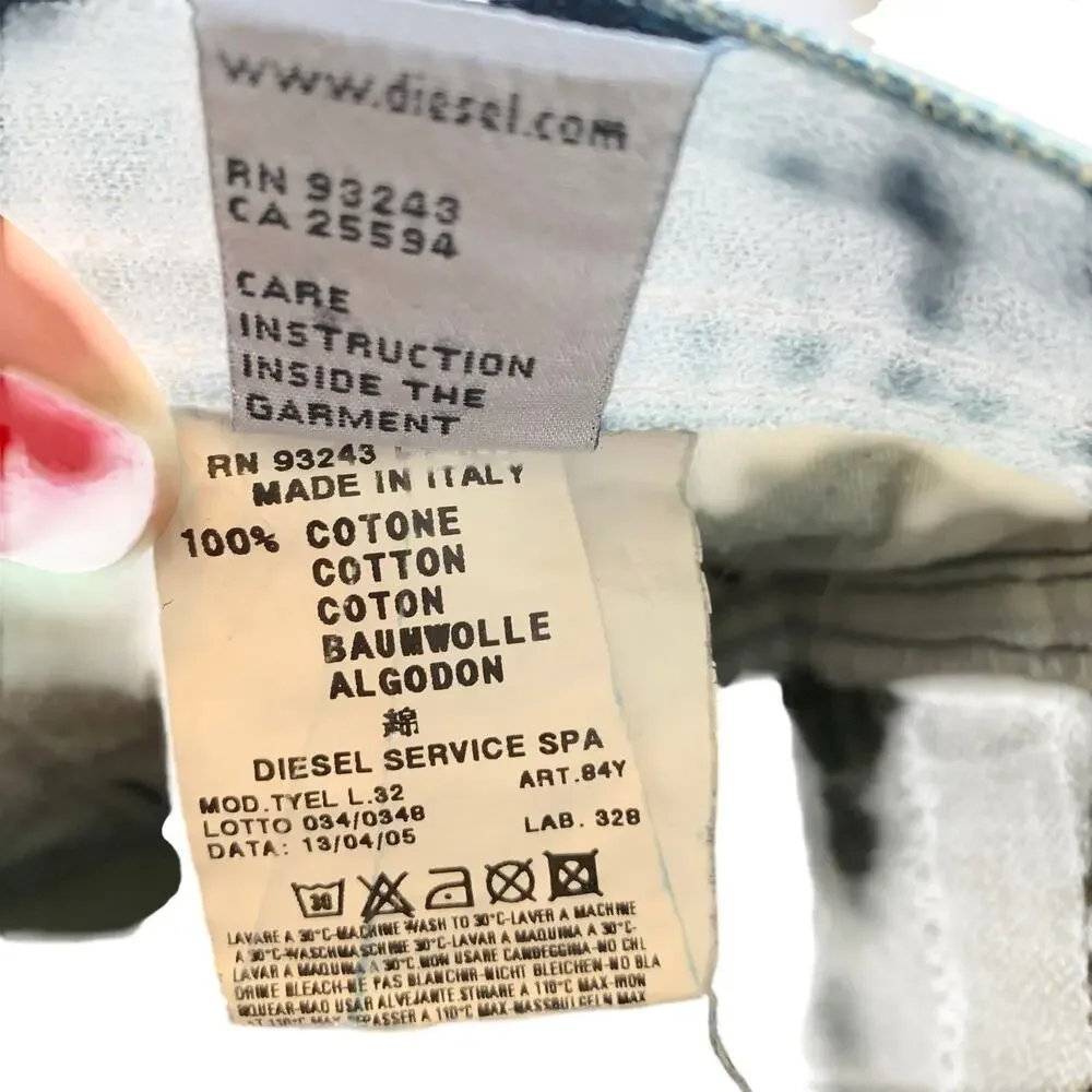 Vtg Diesel Industry Denim Y2K Mens 38x29 Made in Italy Cotton Straight Leg Jeans